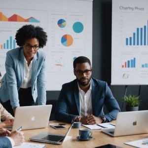 Menschen diskutieren Marketingstrategien im Büro