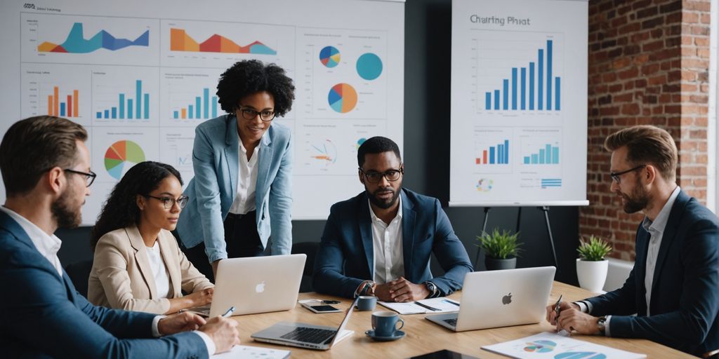 Menschen diskutieren Marketingstrategien im Büro