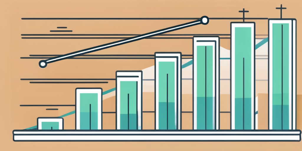 Diagramm mit Balken, die steigende Konversionsraten und Symbole fuer digitale Marketingstrategien zeigen.