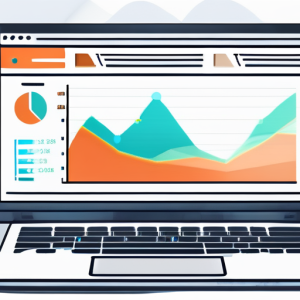 Laptop zeigt Webseite Dashboard mit Analyse Grafiken, saubere Arbeitsflaeche mit Notizbuch und Kaffee, Auswirkung von SEO Optimierung.