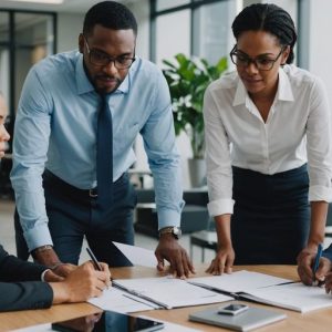 Geschäftstreffen mit Team im modernen Büro