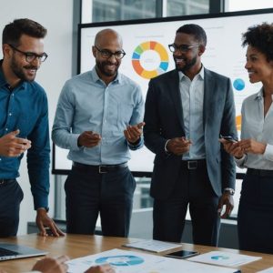 Geschäftsleute im Büro bei einer Besprechung