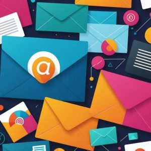 Bunte Collage von Email-Marketing-Elementen